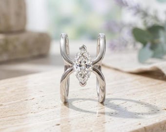 Anello Oura con diamante a taglio marquise, custodia protettiva intelligente per anello, fede nuziale Oura personalizzata, anello in argento sterling con moissanite a taglio marquise