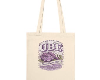 Vintage UBE Tote Bag: Filipino Purple Yam Canvas Grocery Bag