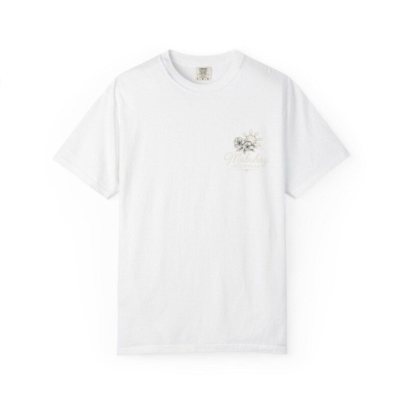 Pilipinas Stamp Design T-shirt | Bahay Kubo & Sampaguita Outline Pocket Print image 2
