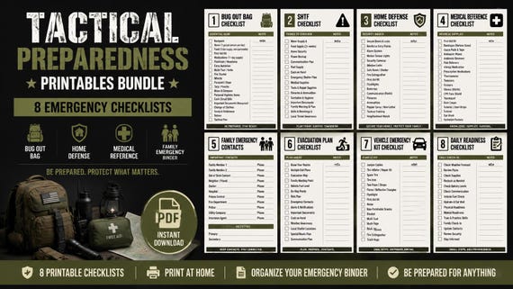 Emergency Checklists | Bug Out Bag | SHTF | Home Defense | Medical Reference | Family Emergency Binder