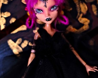 Hand repainted goth vampire Monster High OOAK doll