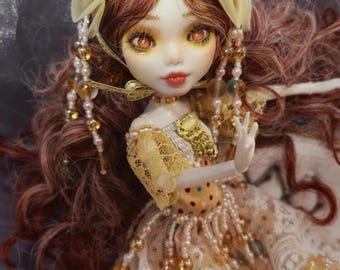 OOAK Monster High Repaint | "Camellia Latte" Victorian Tea Party Art Doll | Full Outfit