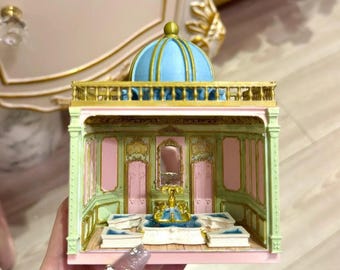 Rococo Fountain Room Miniature Diorama Kit | Unpainted White Model 1/64 1/12 Versailles Style