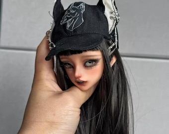 Handmade Doberman Ear Doll Baseball Cap, Fits 1/3 1/4 1/6 Scale BJD Doll Accessories