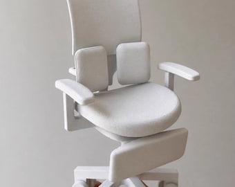 Ergonomische bureaustoel op schaal 1/6 voor modepop | Miniatuur gamingstoel met wielen