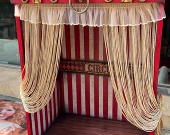 1/6 Red Carnival Diorama Stage, Circus Dollhouse Cart | Handmade Wooden Room Box