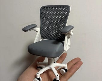 1/6 Scale Doll Articulated Office Chair | Miniature Swivel Chair with Wheels