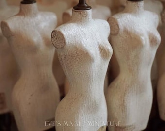 1/6 Vintage Distressed Mini Dress Form Mannequin | Dollhouse Decor Stand for outfit Display Ornament