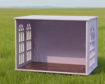 Caja para habitación de casa de muñecas francesa blanca a escala 1/6, vitrina para escena, armario a prueba de polvo para muñecas.