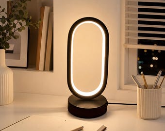 Nowoczesna mini lampka biurkowa – okrągła aluminiowa lampka nocna, 3 tryby kolorów (zasilanie przez USB)
