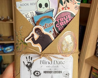 Blind Date Book Box | Horror edition | Mystery Wrapped Bookish Treats (Standard/Deluxe) | Gifts for Her | Father’s Day gift