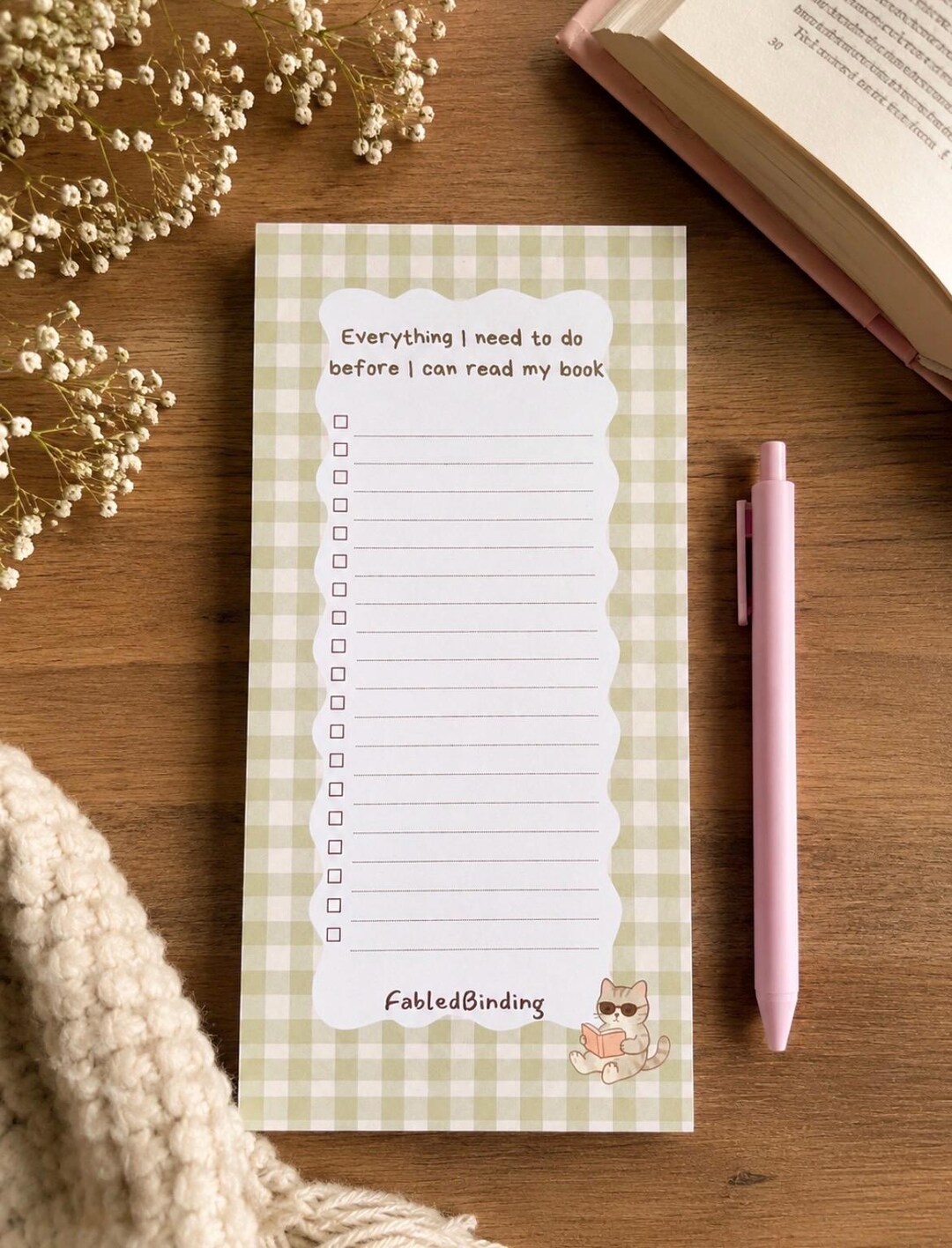 Notepad Add Checkbox Book Lover To-do List Notepad | Reading Checklist Pad (DL Size, 50 ...