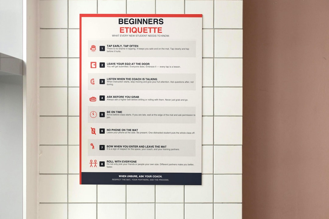 BJJ Beginners Etiquette Poster | Printable Grappling Gym Rules ...
