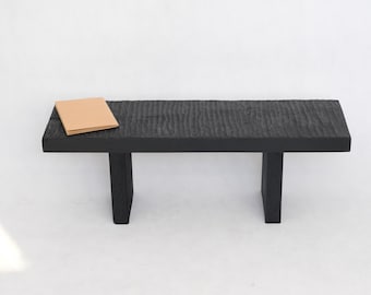 Charred Oak Bench Black Wooden Bench Handmade Entryway Bench Wabi Sabi Bench Rustic Modern Bench Sculptural Wood Furniture