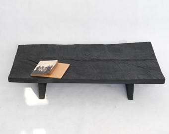Charred Oak Coffee Table, Wabi Sabi Furniture, Japandi Coffee Table, Black Wood Table, Sculptural Oak Coffee Table