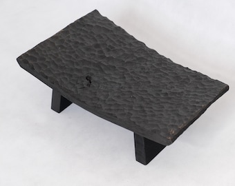 Charred Oak Pedestal, Wabi Sabi Decor, Handmade Black Wood Display Stand