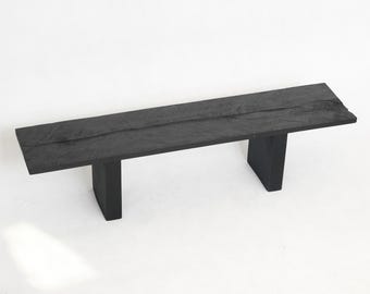 Black Oak Console Table – Sculptural Wooden Bench – Brutalist Minimalist Furniture – Handmade Contemporary Oak Piece