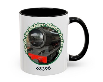 Tazza con locomotiva a vapore 63395 della North York Moors Railway, regalo per appassionati di treni, tazza da collezione vintage