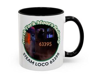 Tazza con locomotiva a vapore 63395 della North York Moors Railway, regalo vintage per appassionati di treni.