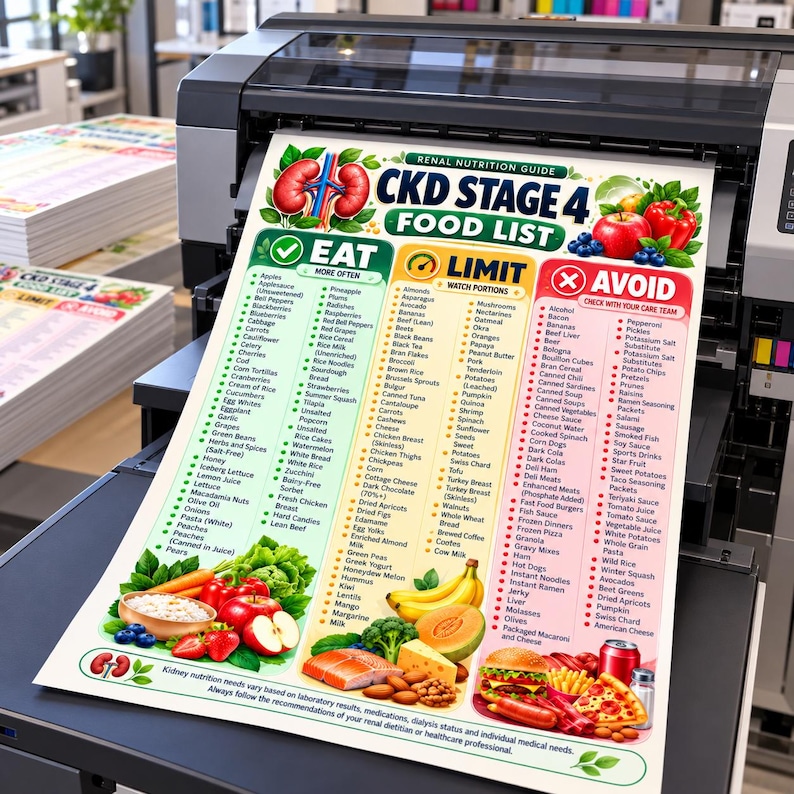 CKD Stage 4 Food List Printable, Renal Diet Guide, Kidney Disease Diet ...