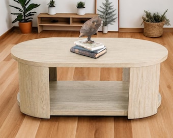 Eiche massiv Oval Couchtisch | Moderne Minimalistische Wohnzimmer Möbel
