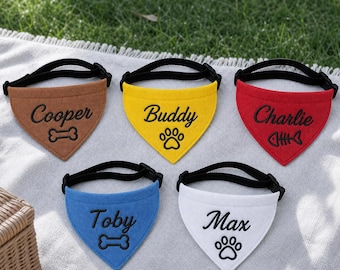 Personalized Pet Bib Custom Embroidered Dog Bandana Adjustable Scarf Cat Neckwear Protected Name Gift