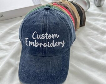 Personalized Dad Baseball Hat, Custom Embroidered EST Cap, Vintage Washed Father’s Day Gift