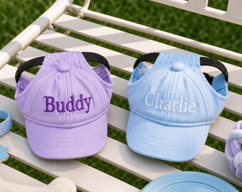 Custom Embroidered Puppy Baseball Cap Personalized Dog Summer Hat Adjustable Pet Name Gift