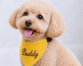 Custom Dog Bandana, Personalized Embroidered Pet Name Scarf, Dog Neckwear, Puppy Gift