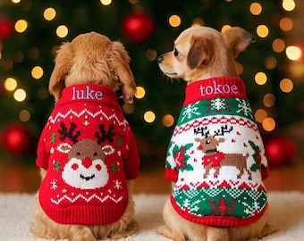 Custom Embroidered Pet Sweater, Personalized Dog Christmas Outfit, Halloween Gift for Pets