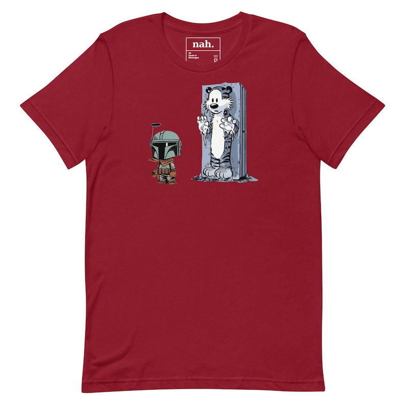 Boba Fett & Carbonite Calvin Shirt, Funny Star Wars Calvin and Hobbes Parody Tee, Bounty Hunter Frozen Tiger Mashup, Nerdy Pop Culture Gift