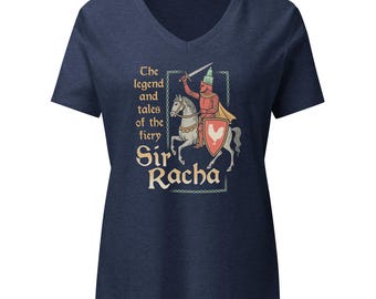 Sir Racha Knight V-Neck Tee, Fiery Hot Sauce Lover Apparel