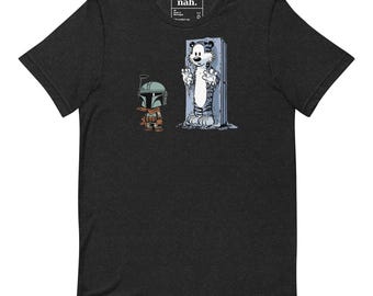 Shirt Boba Fett & Carbonite Calvin, grappig Star Wars Calvin and Hobbes-parodie-shirt, premiejager Frozen Tiger Mashup, nerdy popcultuurcadeau