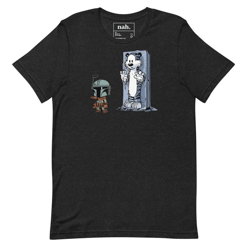 Boba Fett & Carbonite Calvin Shirt, Funny Star Wars Calvin and Hobbes Parody Tee, Bounty Hunter Frozen Tiger Mashup, Nerdy Pop Culture Gift