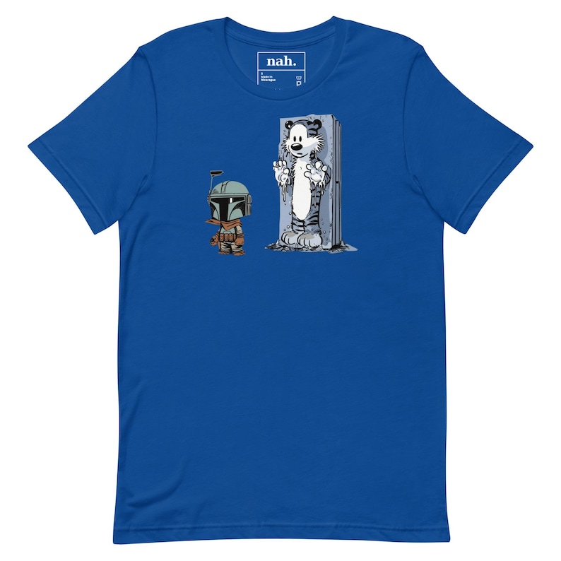 Boba Fett & Carbonite Calvin Shirt, Funny Star Wars Calvin and Hobbes Parody Tee, Bounty Hunter Frozen Tiger Mashup, Nerdy Pop Culture Gift