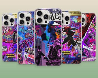 Miles Morales Phone Case Graffiti Tag Art Aesthetic Cover for iPhone 17Pro, 16, 15, 14, 13, Samsung S26, S25, S24, A56, A16, Pixel 10Pro, 9A