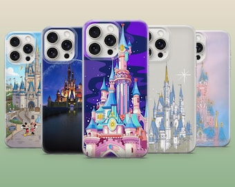 Funda para teléfono Disney Castillo Cuento de Hadas Funda para iPhone 17Pro, 16, 15, 14, 13, 12, Samsung S26, S25, S24, A56, A16, Pixel 10Pro, 9A