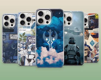 Funda para teléfono Clone Wars Star Wars Epic Battle Cover para iPhone 17Pro, 16, 15, 14, 13, 12, Samsung S26, S25, S24, S23, A16, A56, Pixel 10, 9Pro
