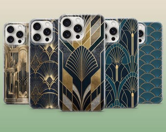 Funda para teléfono Art Deco Gatsby, elegante y estética, para iPhone 17 Pro, 16, 15, 14, 13, 12, Samsung S26, S25, S24, S23 Fe, A16, A56, Pixel 10, 9