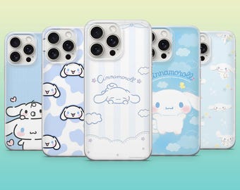 Funda para teléfono Cinnamoroll de Sanrio con diseño de nube para iPhone 17Pro, 16, 15, 14, 13, 12, Samsung S26, S25, S24, S23Fe, A16, A56, Pixel 10, 9Pro