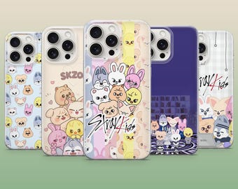 Funda para teléfono SKZOO Stray Kids Kpop con adorable personaje para iPhone 17Pro, 16, 15, 14, 13, 12, Samsung S26, S25, S24, A56, A16, Pixel 10Pro, 9A
