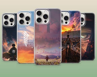 Funda para teléfono Attack on Titan Anime Dark Action Cover para iPhone 17Pro, 16, 15, 14, 13, 12, Samsung S26, S25, S24, S23Fe, A16, A56, Pixel 10, 9