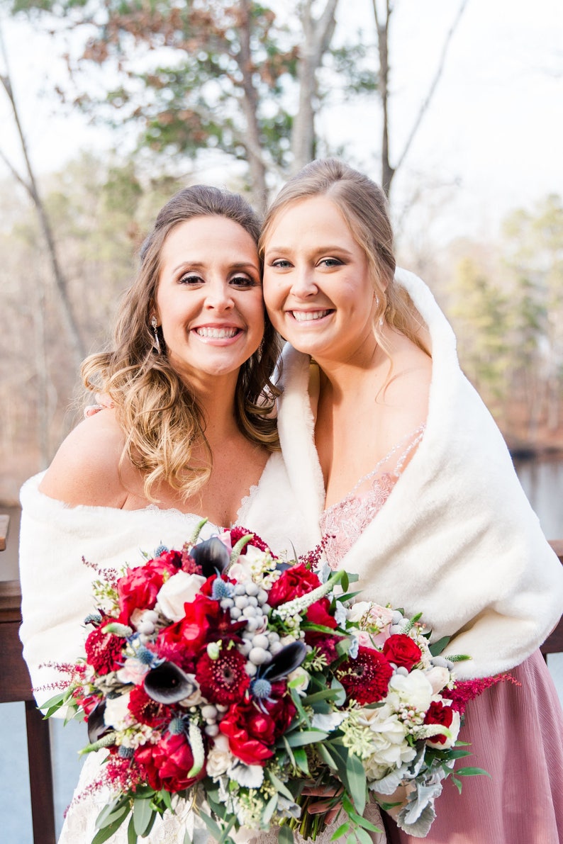 fur shawls for bridesmaids