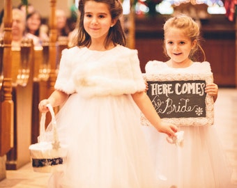 Girls faux fur shaw...flowergirl bridal shrug...girls shrug...child size shaw...winter weddings...special occasion