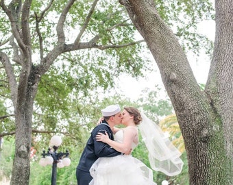 Single Tier Horsehair Veil With Comb Wedding Veil with 2 inch Horsehair Trim 1 inch Horsehair Veil Bridal Veil