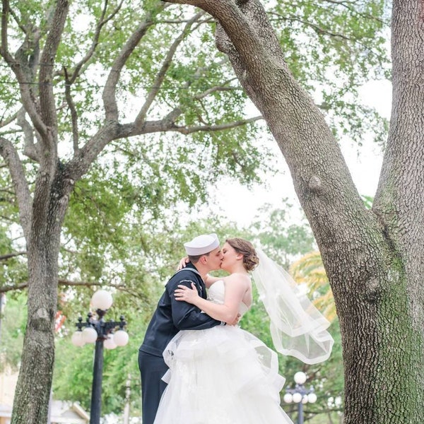 Single Tier Horsehair Veil With Comb Wedding Veil with 2 inch Horsehair Trim 1 inch Horsehair Veil Bridal Veil