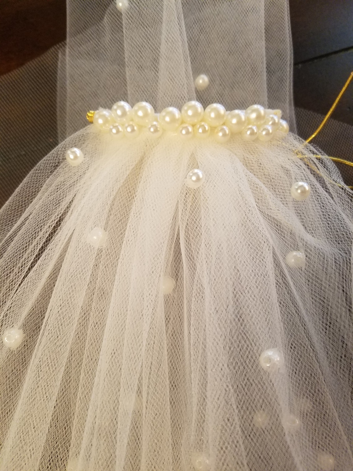 Fingertip Veil with Pearls Scattered Pearl Veil Bridal Veil | Etsy