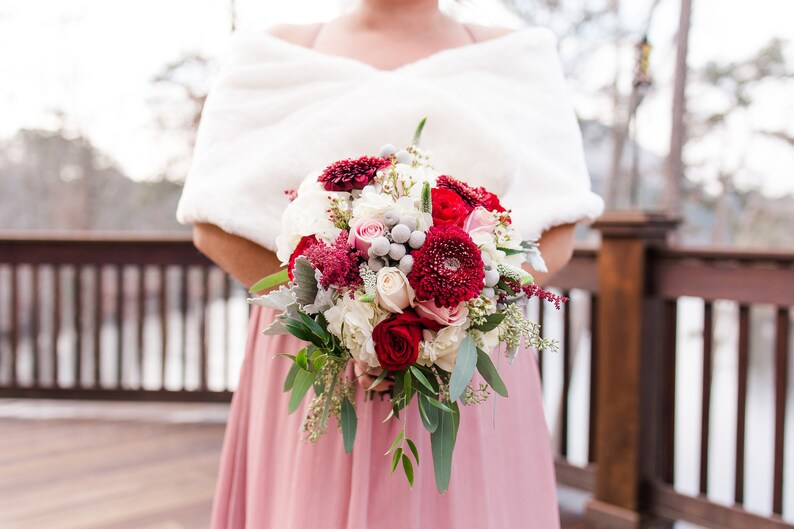 faux fur shawls for bridesmaids