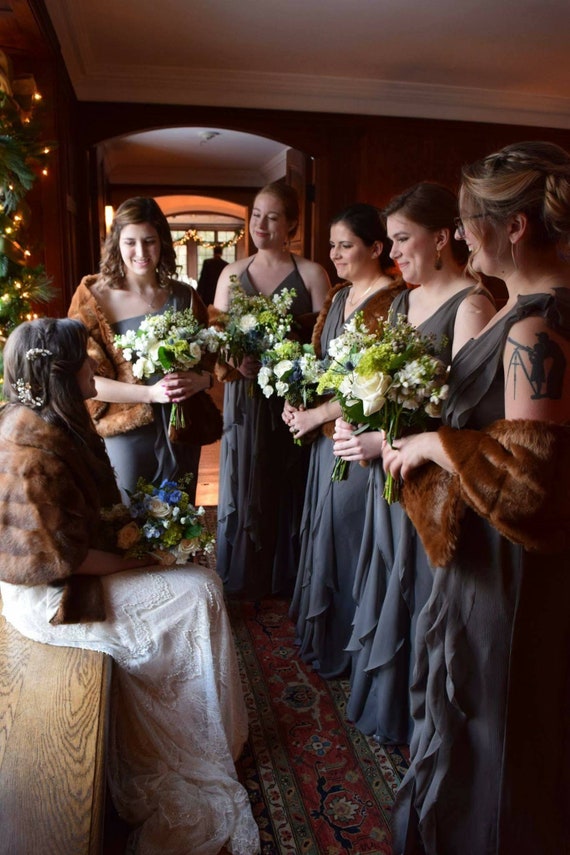 bridal party fur shawls