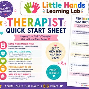 Nieuw snelstartblad voor therapeuten | Gids voor ouders voor OT, spraak, ABA en counseling | Afdrukbaar intakeformulier therapie